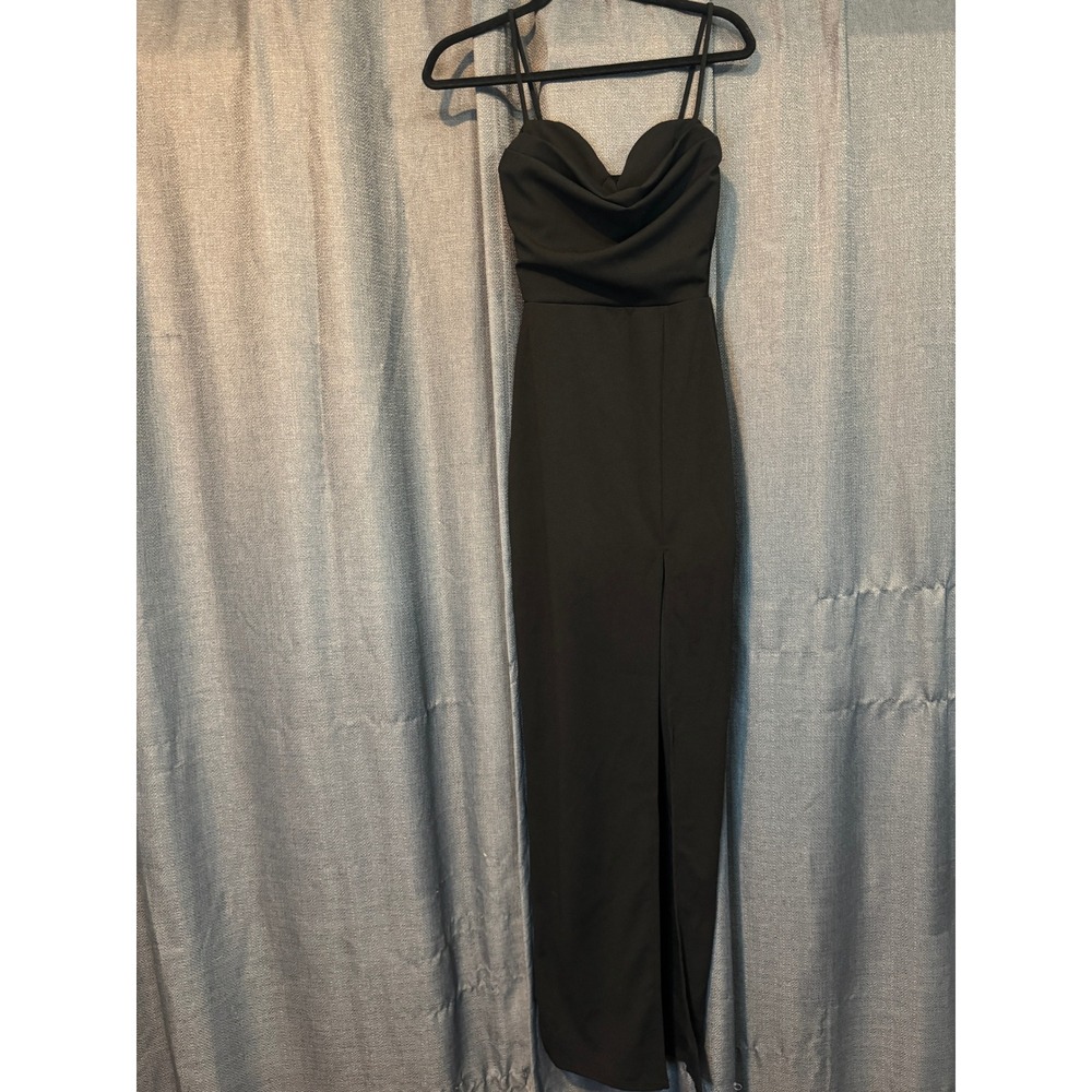 Fashion Nova Black Maxi Dress Cowl Neck Sleeveless Slit Formal Party‎ Dress XS